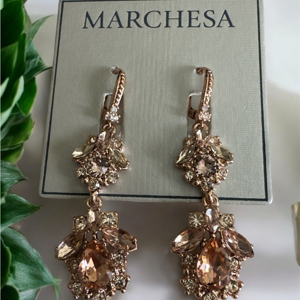 Marchesa Gold Crystal Drop Earrings